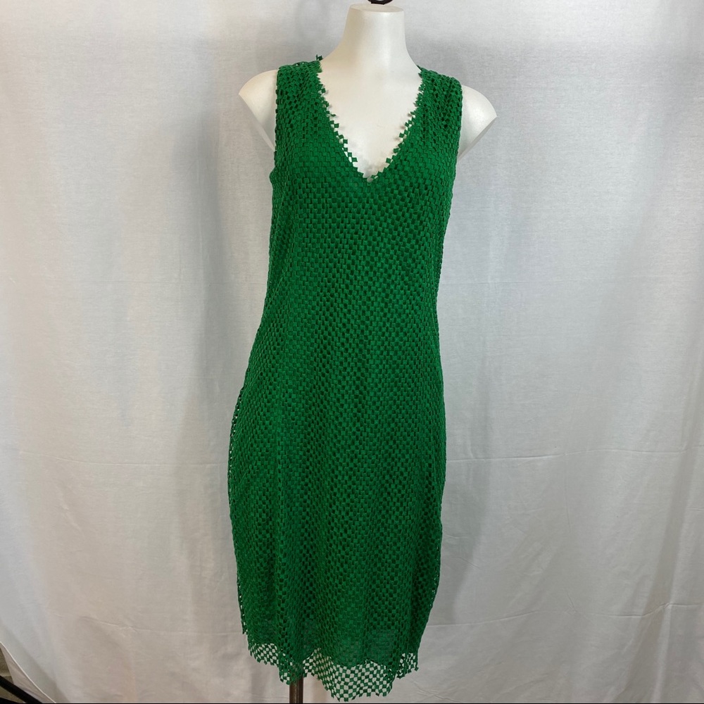 Akris checker mesh v neck dress